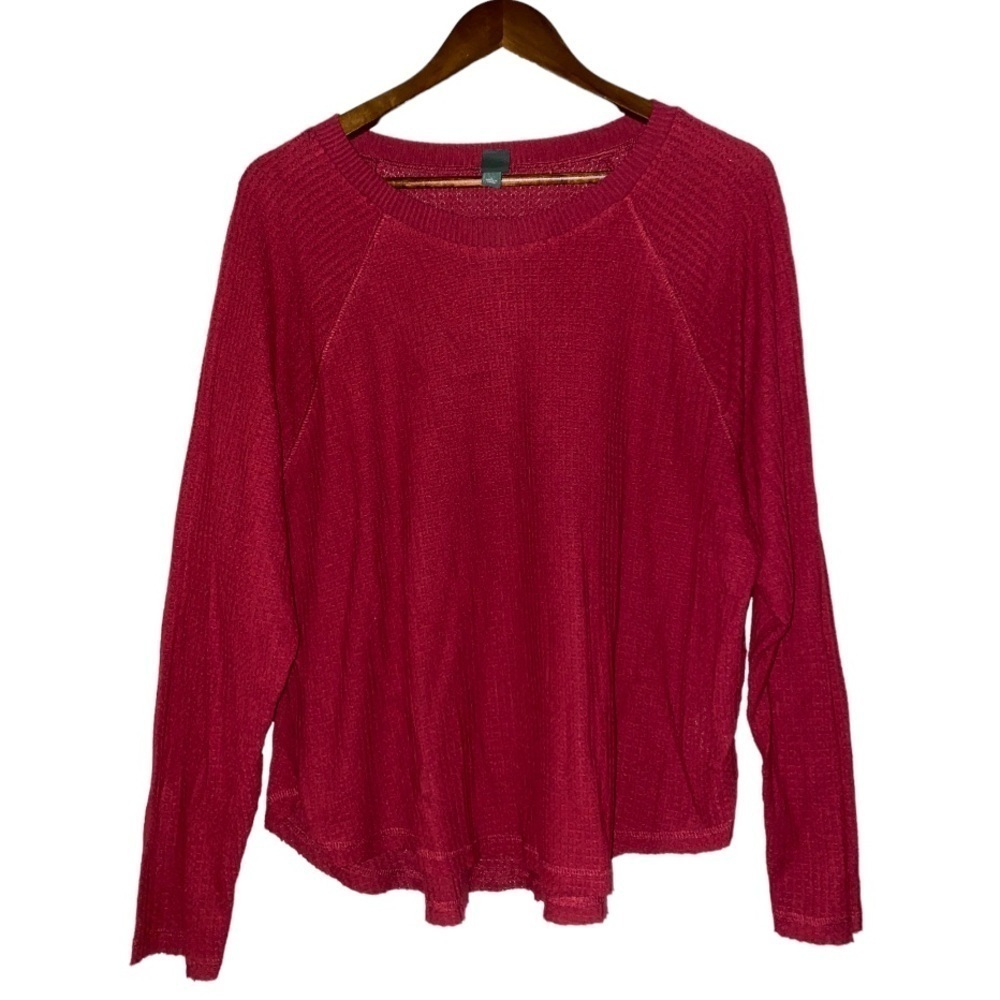 Wild‎ Fable Waffle Knit Round Neck Relaxed Fit Shirt Women L Cabincore  Comfort